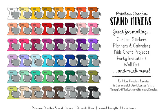 Rainbow Doodles Stand Mixer Clipart  in Illustrations - product preview 2