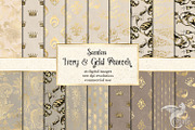 Ivory & Gold Peacock Digital Paper