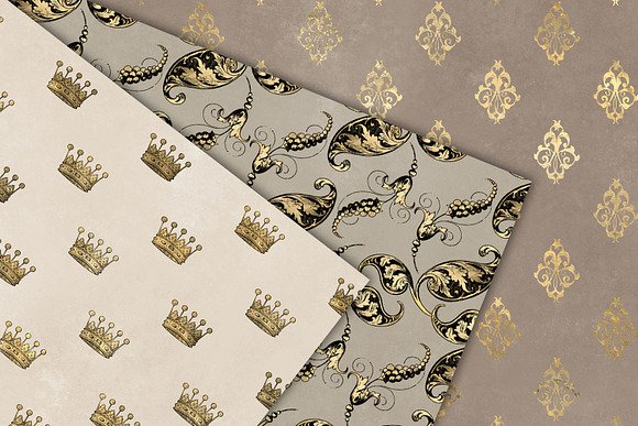 Ivory & Gold Peacock Digital Paper in Patterns - product preview 2