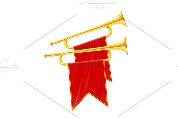 Golden royal horn trumpet with red