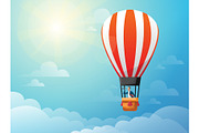 Businessman in hot air balloon