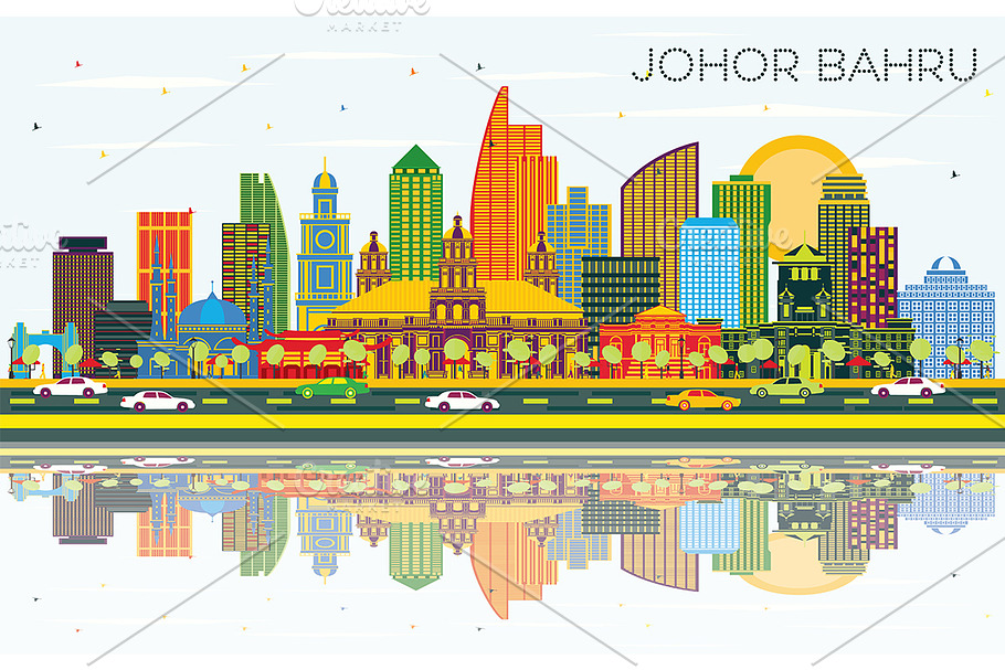 Johor Bahru Malaysia City Skyline  in Illustrations - product preview 8