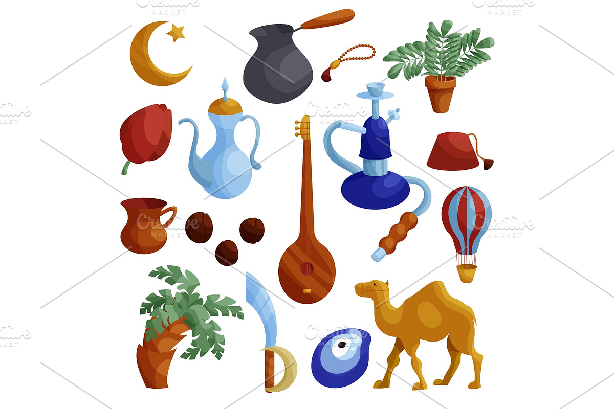 Egypt icons set, cartoon style in Illustrations - product preview 8