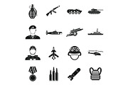 War icons set, simple style