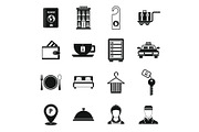 Hotel icons set in simple style.
