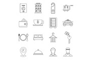 Hotel icons set in outline style