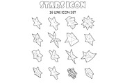 Star icons set in outline style