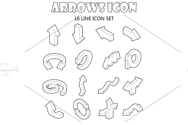 Arrow icons set, cartoon style