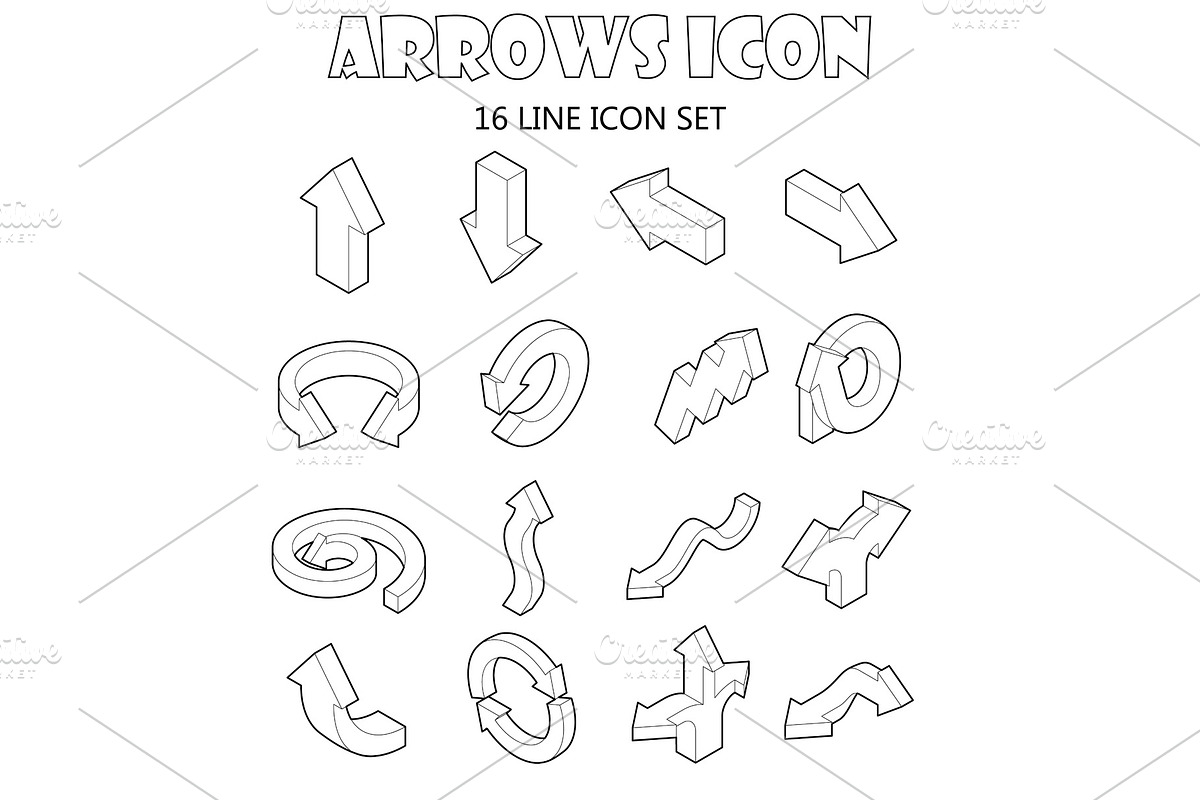 Arrow icons set, cartoon style in Illustrations - product preview 8