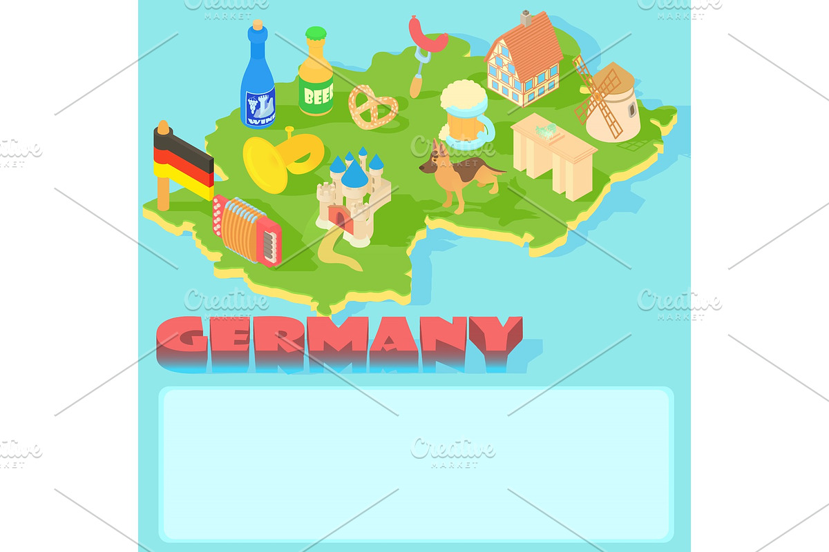 Germany map, cartoon style in Objects - product preview 8