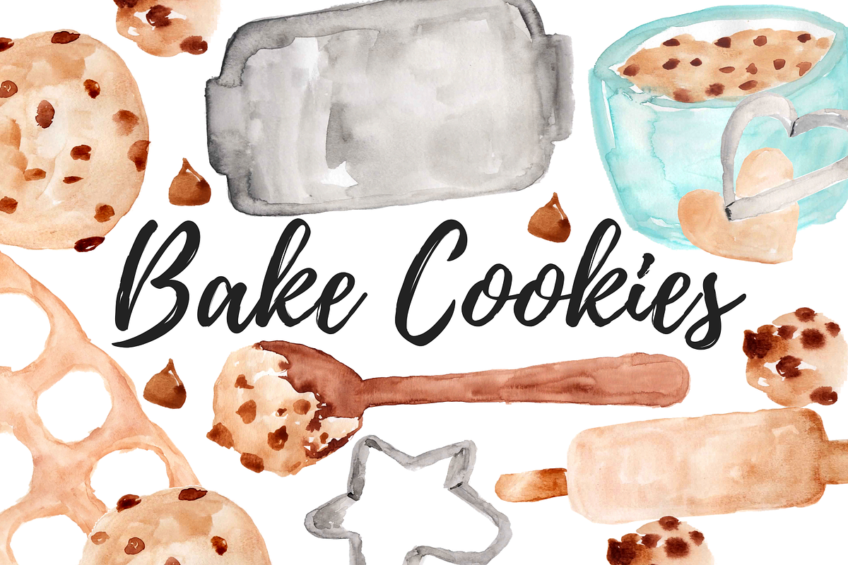 Watercolor Cookies Clipart Set in Illustrations - product preview 8