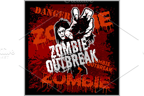 Poster Zombie Outbreak. Sign board