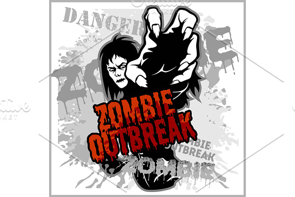 Poster Zombie Outbreak. Sign board