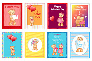 Valentines Day Postcards with I Love