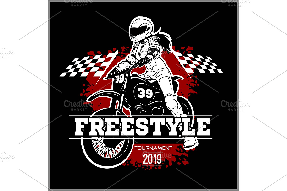 Female Motocross Vector Design in Illustrations - product preview 8