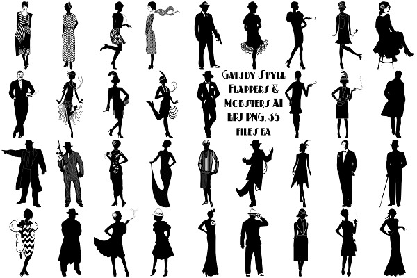 Gatsby Flappers/Mobsters AI EPS PNG