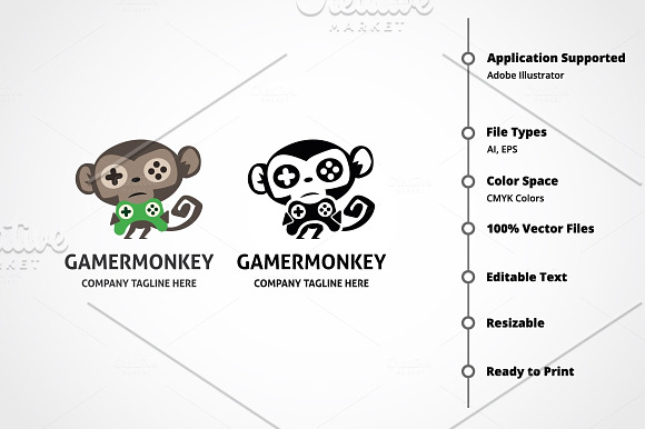 Gamer Monkey Logo in Logo Templates - product preview 6