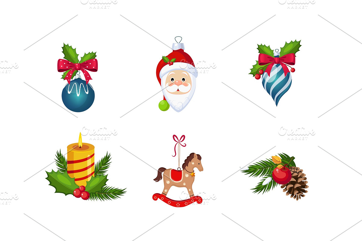 Christmas decoration elements set in Objects - product preview 8