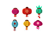Colorful Chinese lanterns set