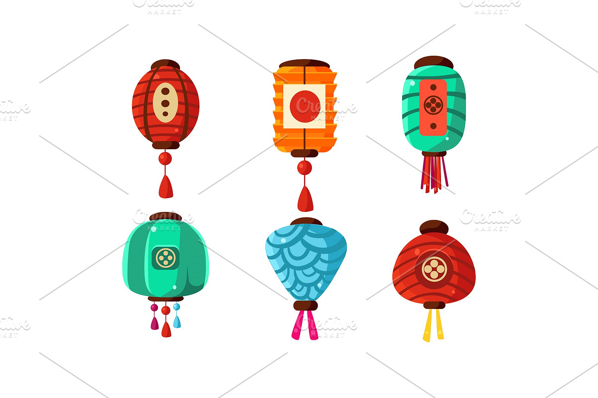 Colorful Chinese festival lanterns in Objects - product preview 8