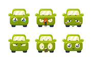 Collection of cute green car
