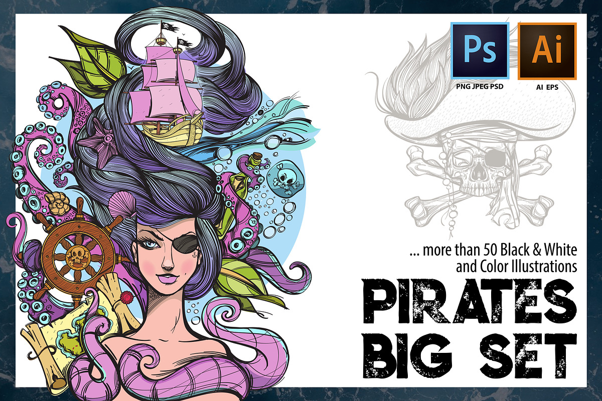 Pirates. Big set in Illustrations - product preview 8