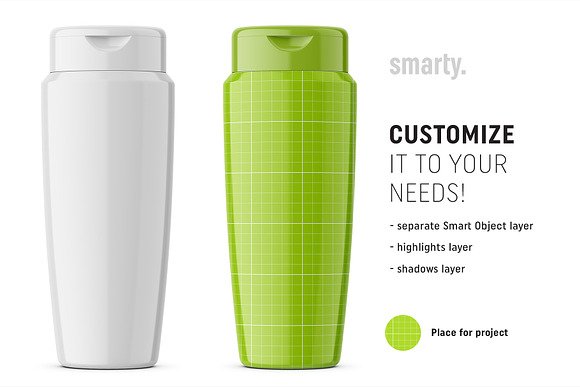 Glossy conditioner bottle mockup in Product Mockups - product preview 1