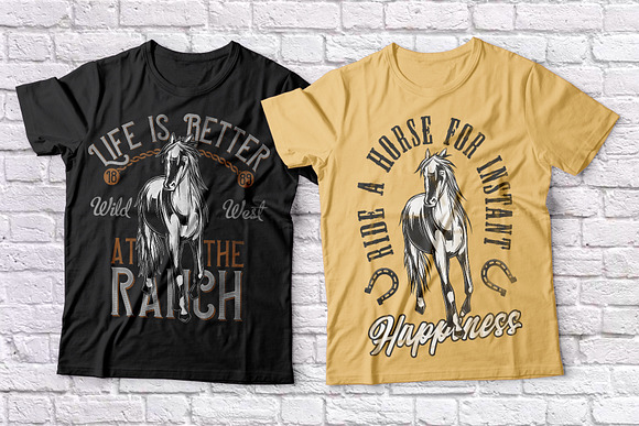 Horses t-shirts set in Illustrations - product preview 1