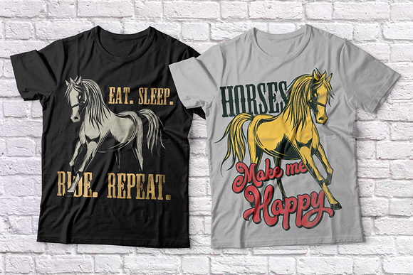 Horses t-shirts set in Illustrations - product preview 2