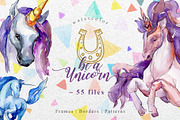 Unicorn violet Watercolor png