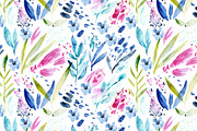 Watercolor bloom, seamless pattern