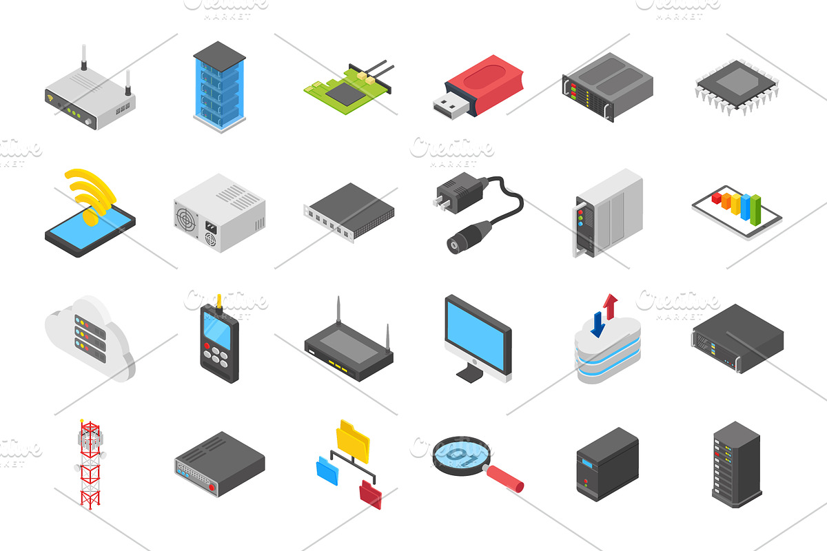 60 Networking Isometric Icons in Icons - product preview 8