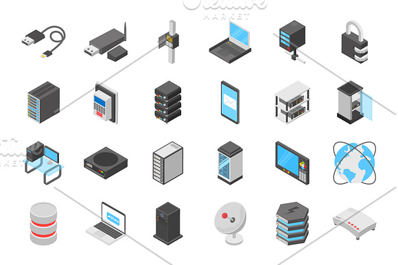 60 Networking Isometric Icons in Icons - product preview 1