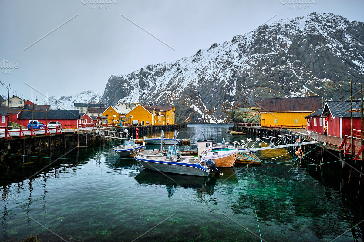 Nusfjord  fishing village in Norway in Graphics - product preview 8