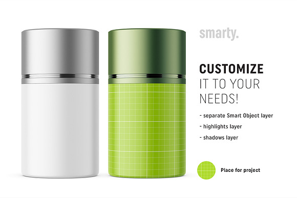 Straight bottle / silver cap mockup in Product Mockups - product preview 1