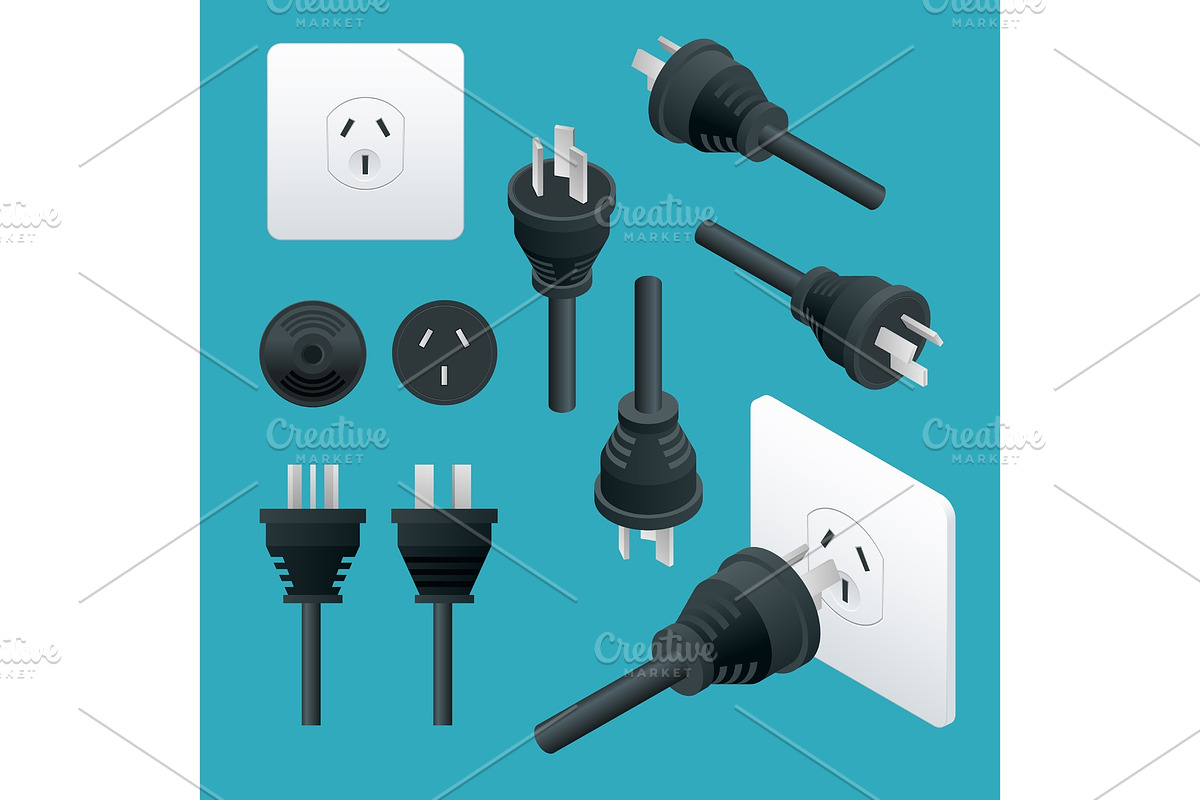 Set od Plugs and Sockets Type I in Objects - product preview 8