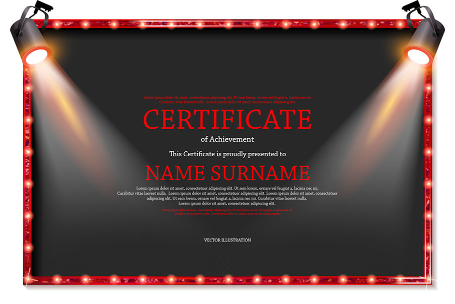 Luxury certificate with spotlights