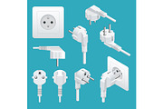 Set od Plugs and Sockets Type E