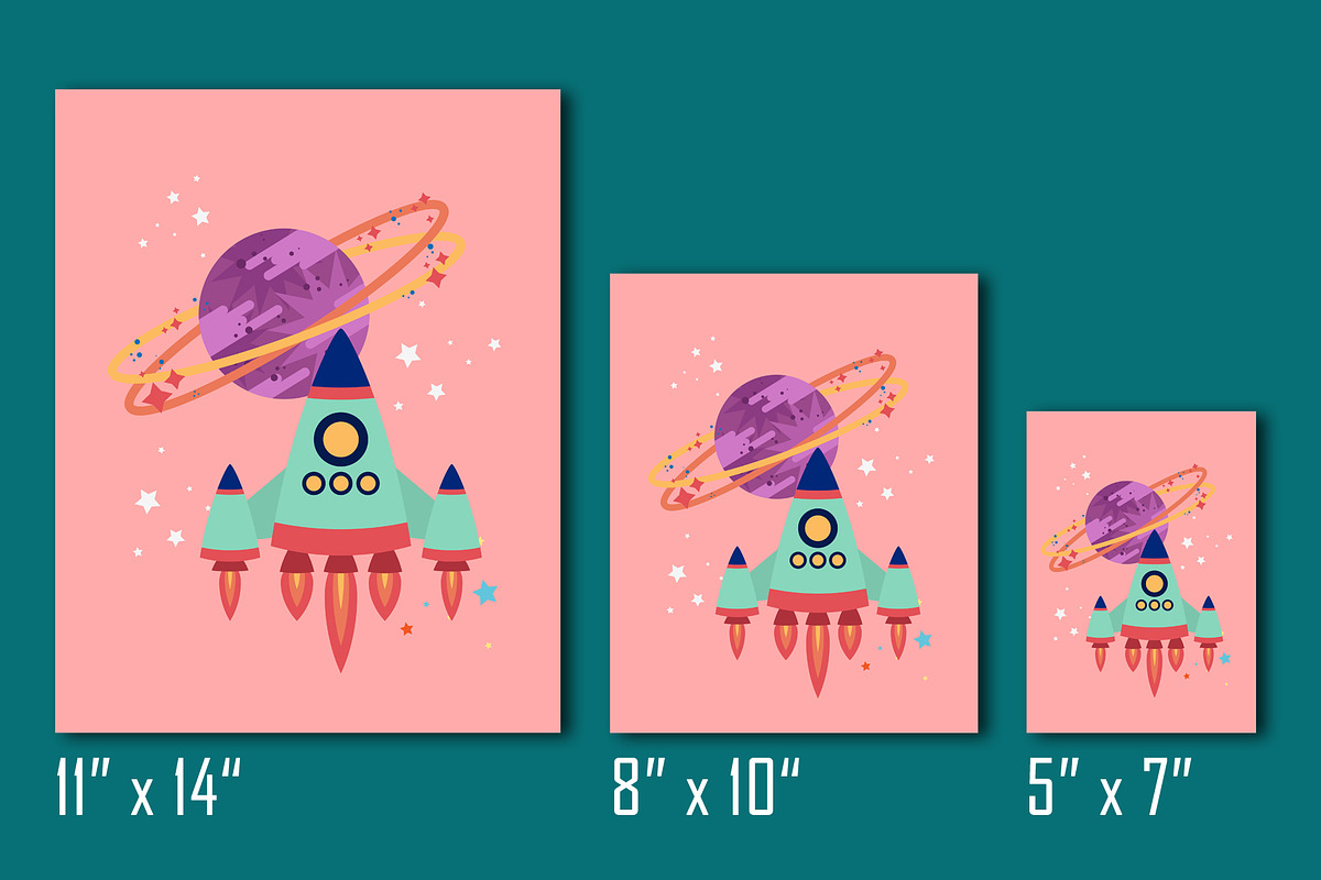 Rocket In Space Print in Illustrations - product preview 8