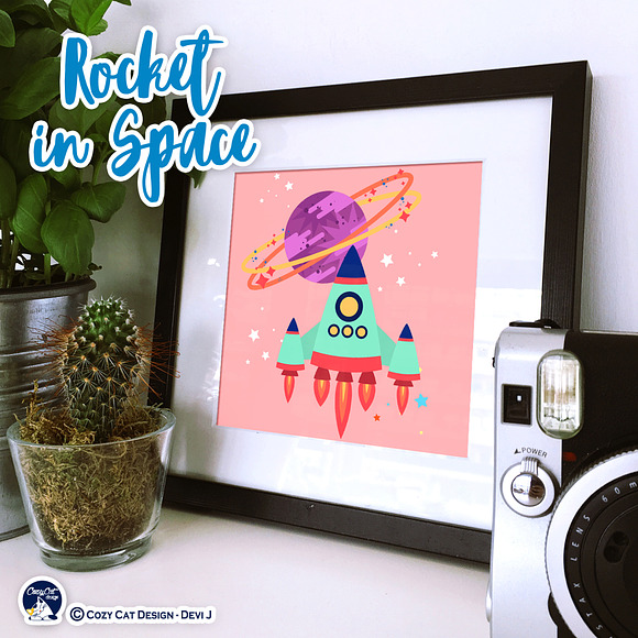 Rocket In Space Print in Illustrations - product preview 2