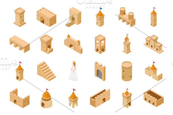 45 Medieval Castle Vector Icons
