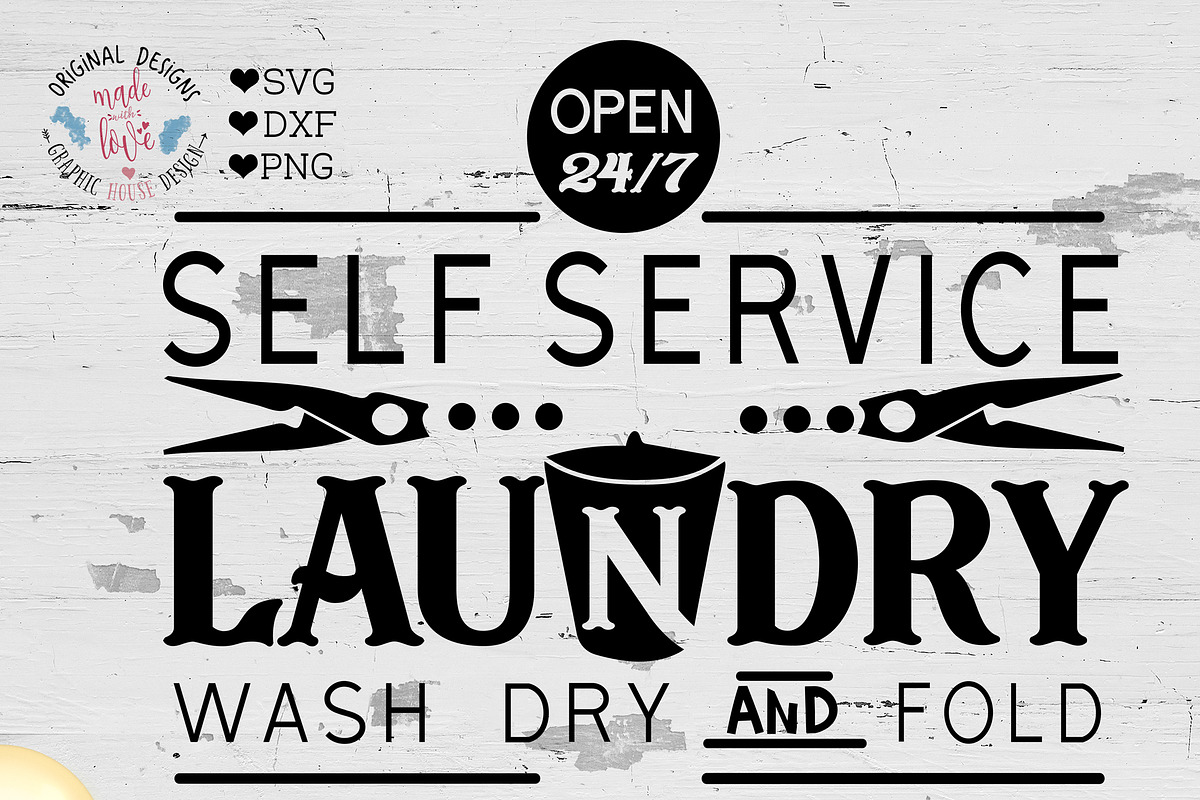 Self Service Laundry Cut File in Illustrations - product preview 8