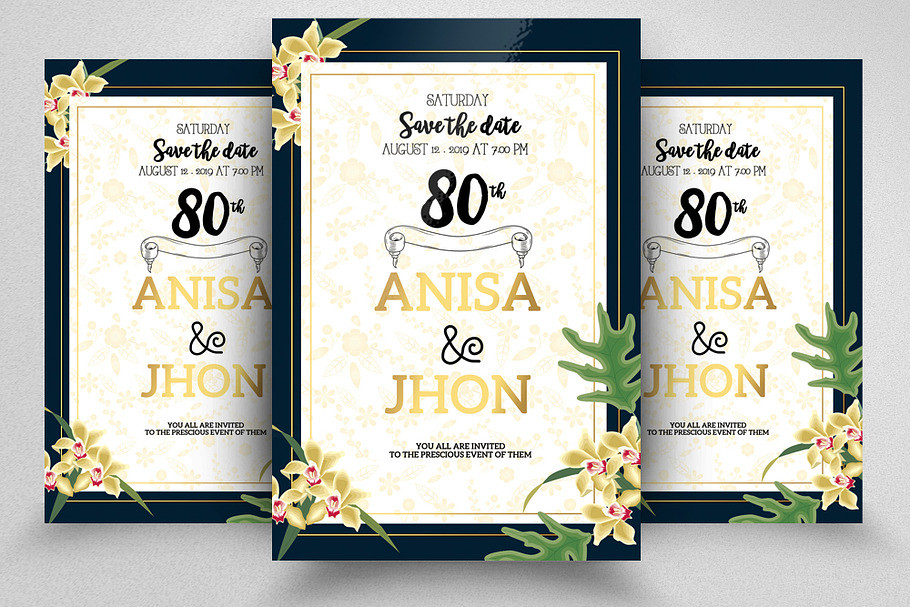 Wedding Floral Invite Templates  in Wedding Templates - product preview 8