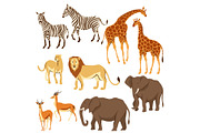 Set of African savanna animals.