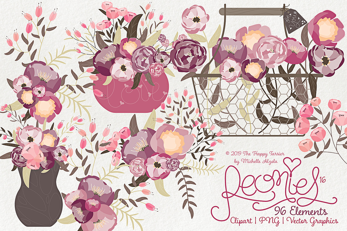 Peonies 016 - Clipart, PNG & Vector  in Illustrations - product preview 8