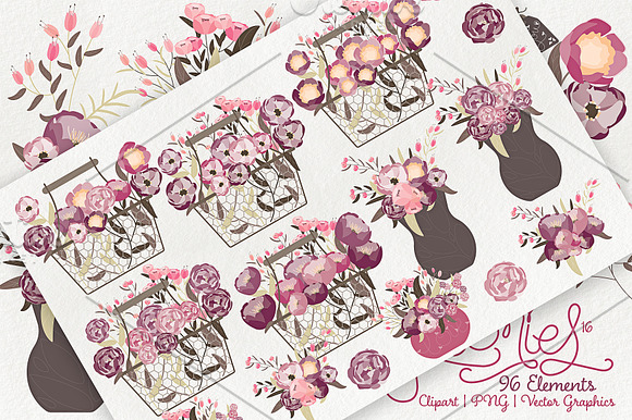Peonies 016 - Clipart, PNG & Vector  in Illustrations - product preview 1