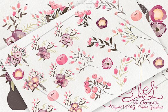Peonies 016 - Clipart, PNG & Vector  in Illustrations - product preview 3