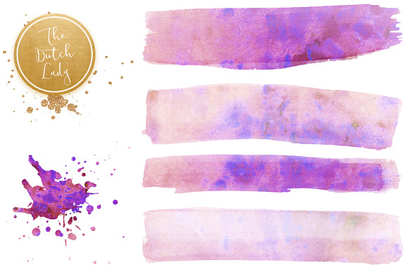 Purple Splotch Watercolor Clipart in Illustrations - product preview 2