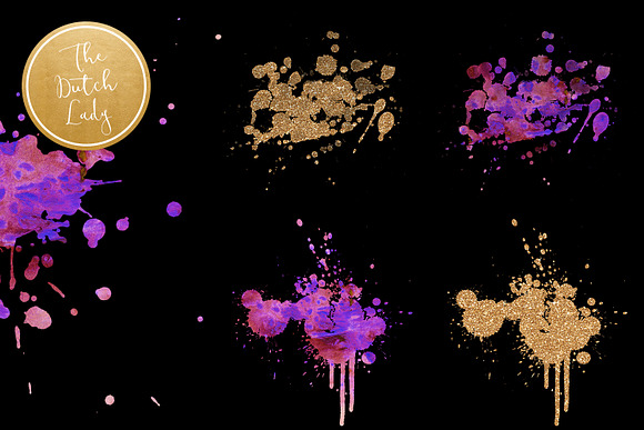 Purple Splotch Watercolor Clipart in Illustrations - product preview 4