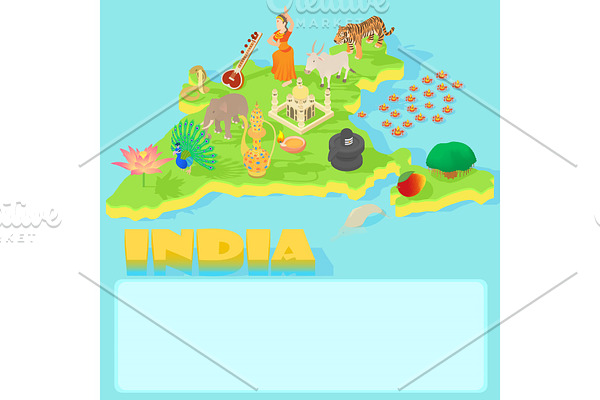India map, cartoon style